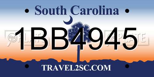 1BB4945 South Carolina License Plate