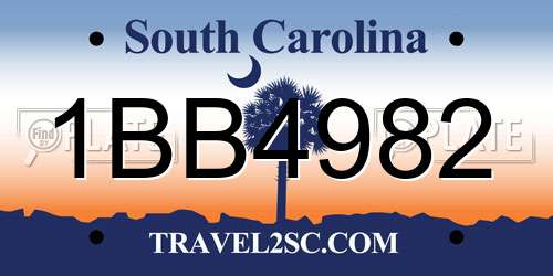 1BB4982 South Carolina License Plate