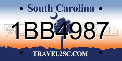 1BB4987 South Carolina License Plate