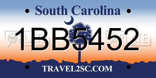 1BB5452 South Carolina License Plate