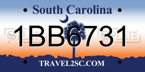 1BB6731 South Carolina License Plate