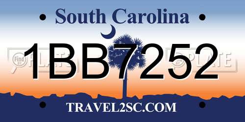 1BB7252 South Carolina License Plate