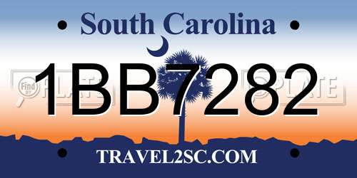 1BB7282 South Carolina License Plate