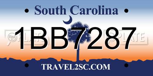 1BB7287 South Carolina License Plate