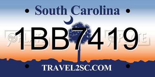 1BB7419 South Carolina License Plate