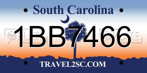 1BB7466 South Carolina License Plate