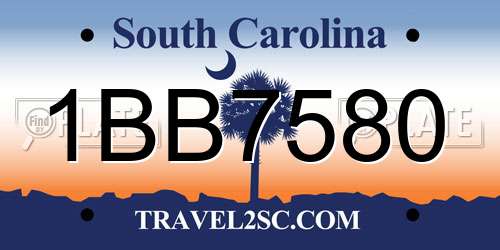 1BB7580 South Carolina License Plate