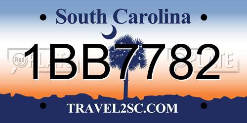 1BB7782 South Carolina License Plate