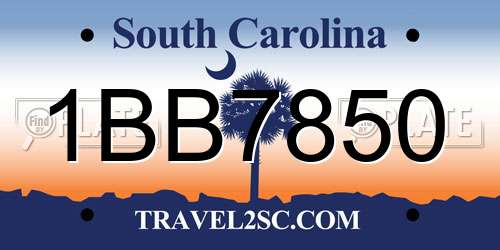 1BB7850 South Carolina License Plate