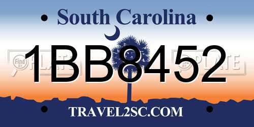 1BB8452 South Carolina License Plate