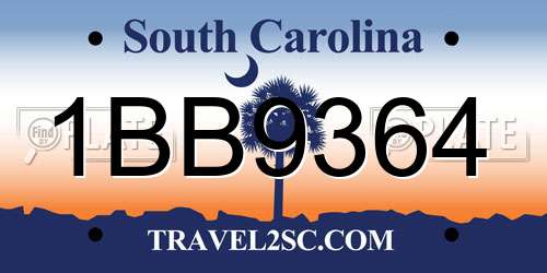 1BB9364 South Carolina License Plate