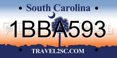 1BBA593 South Carolina License Plate
