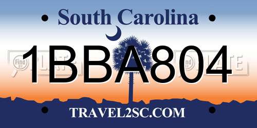 1BBA804 South Carolina License Plate