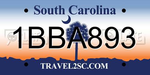 1BBA893 South Carolina License Plate