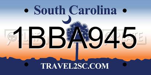 1BBA945 South Carolina License Plate