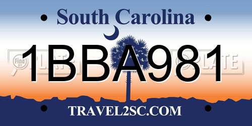 1BBA981 South Carolina License Plate