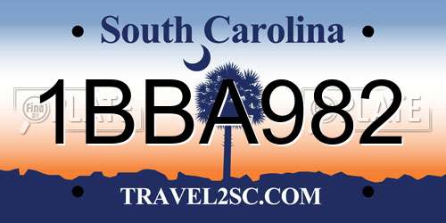 1BBA982 South Carolina License Plate