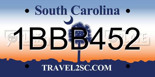 1BBB452 South Carolina License Plate
