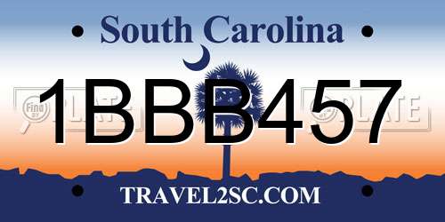 1BBB457 South Carolina License Plate