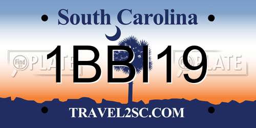 1BBI19 South Carolina License Plate
