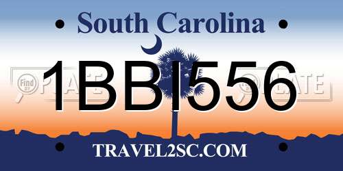 1BBI556 South Carolina License Plate