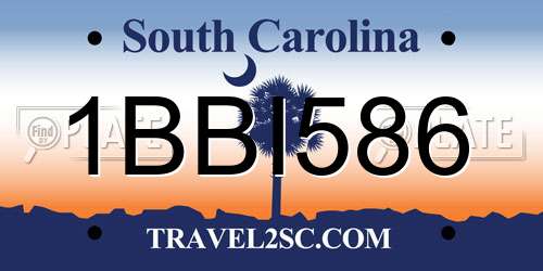 1BBI586 South Carolina License Plate