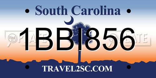 1BBI856 South Carolina License Plate