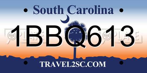 1BBQ613 South Carolina License Plate