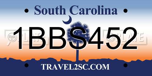 1BBS452 South Carolina License Plate