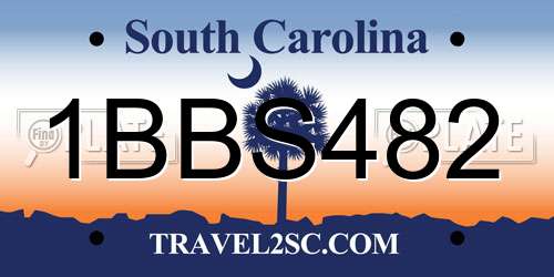 1BBS482 South Carolina License Plate