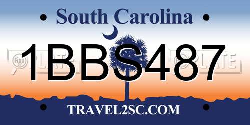 1BBS487 South Carolina License Plate