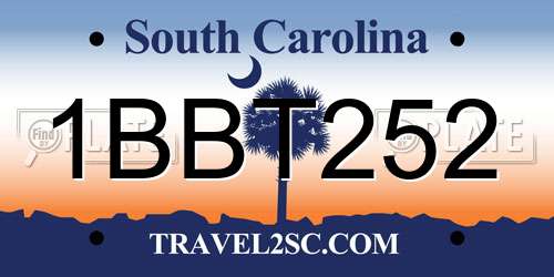 1BBT252 South Carolina License Plate