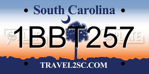 1BBT257 South Carolina License Plate