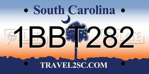 1BBT282 South Carolina License Plate