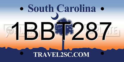 1BBT287 South Carolina License Plate