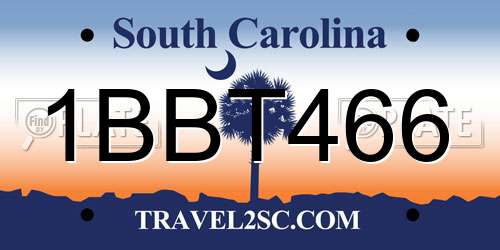 1BBT466 South Carolina License Plate