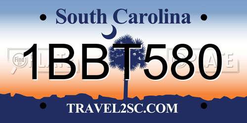 1BBT580 South Carolina License Plate