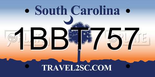 1BBT757 South Carolina License Plate