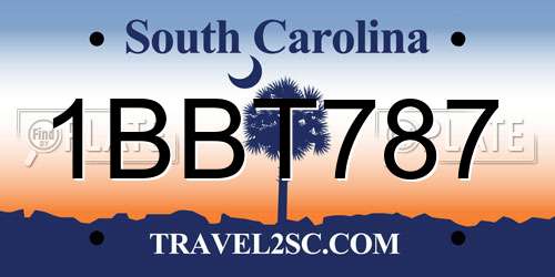 1BBT787 South Carolina License Plate
