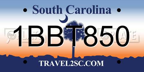 1BBT850 South Carolina License Plate