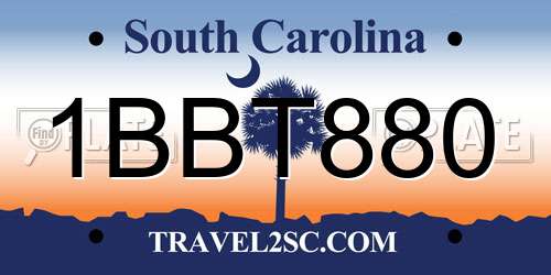 1BBT880 South Carolina License Plate