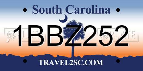 1BBZ252 South Carolina License Plate