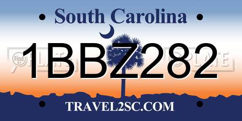1BBZ282 South Carolina License Plate