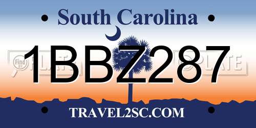 1BBZ287 South Carolina License Plate