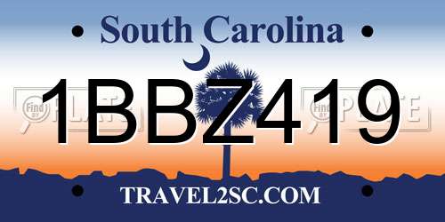 1BBZ419 South Carolina License Plate