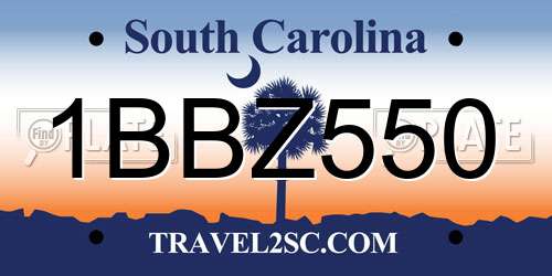 1BBZ550 South Carolina License Plate