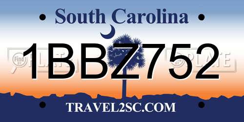 1BBZ752 South Carolina License Plate