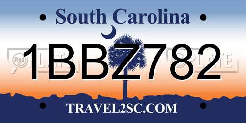1BBZ782 South Carolina License Plate