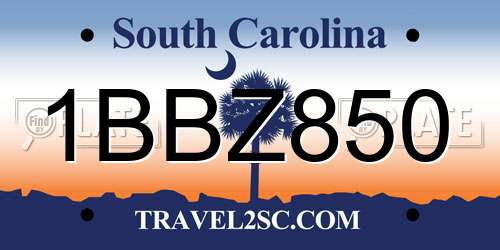 1BBZ850 South Carolina License Plate