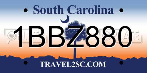 1BBZ880 South Carolina License Plate